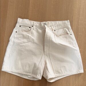 Agolde Cream High-Rise Denim Shorts